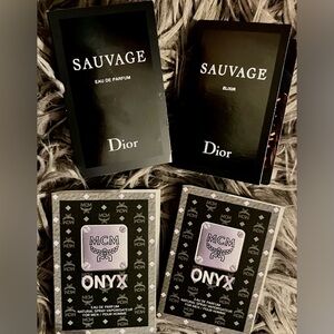 DIOR SAUVAGE (2) & MCM ONXY (2) EDP Sample Vials for Men NIB